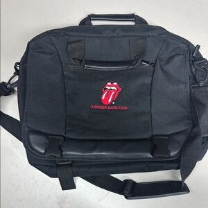 Rolling Stones Black and Red Messenger Bag with Iconic Logo